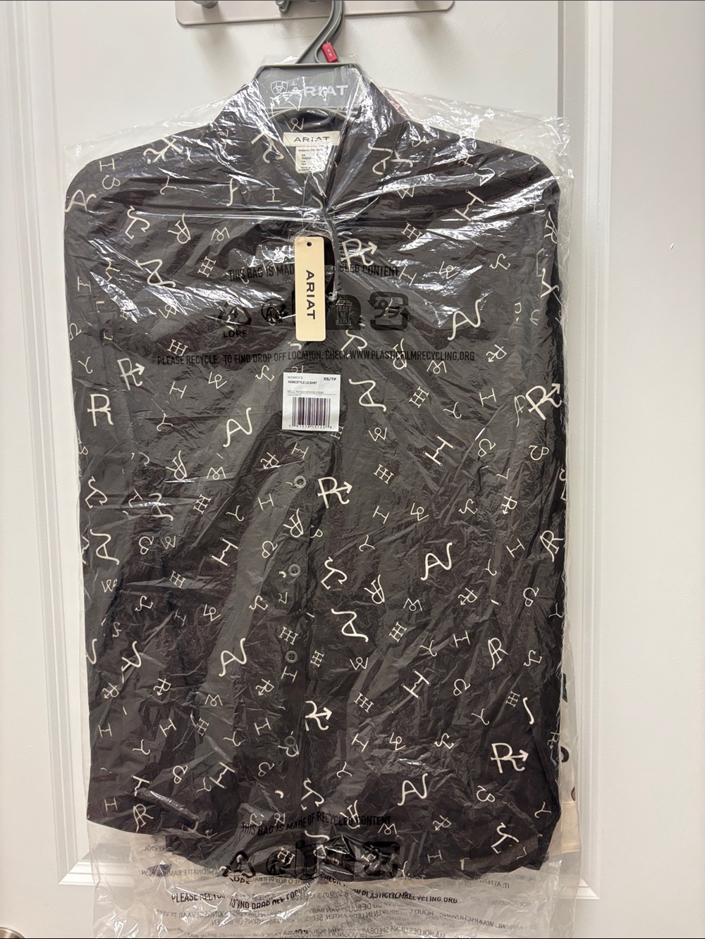 Ariat Black Button-Up Shirt Jacket with White Logo Print
